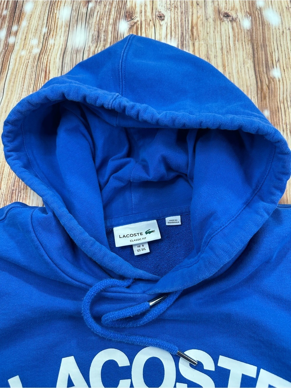 Lacoste Men’s Blue Hooded Sweatshirt with Crocodile Logo Classic Fit Size 3XL - Picture 12 of 15
